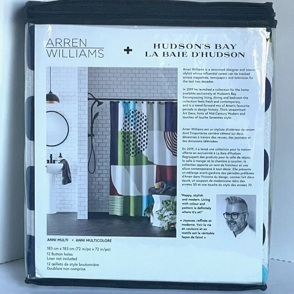 Arren Williams Shower Curtain Cotton Modern Abstract 72x72 Oeko-Tex Multicolor